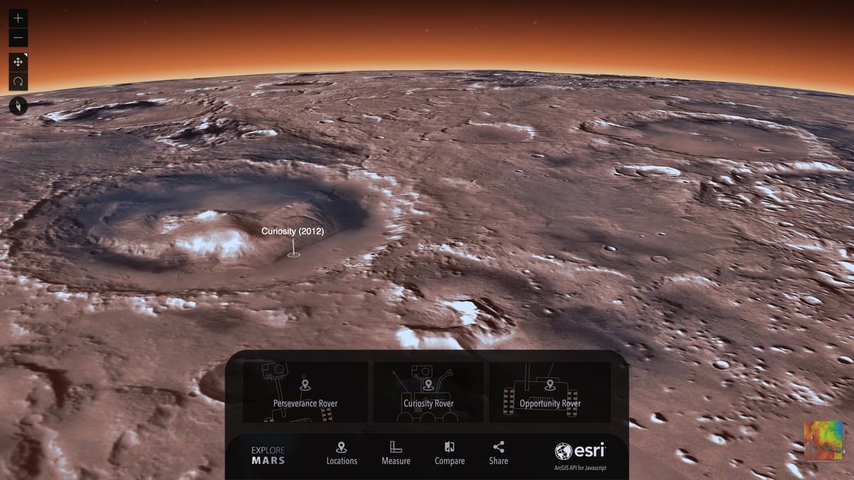 Карта Марса с панелью инструментов